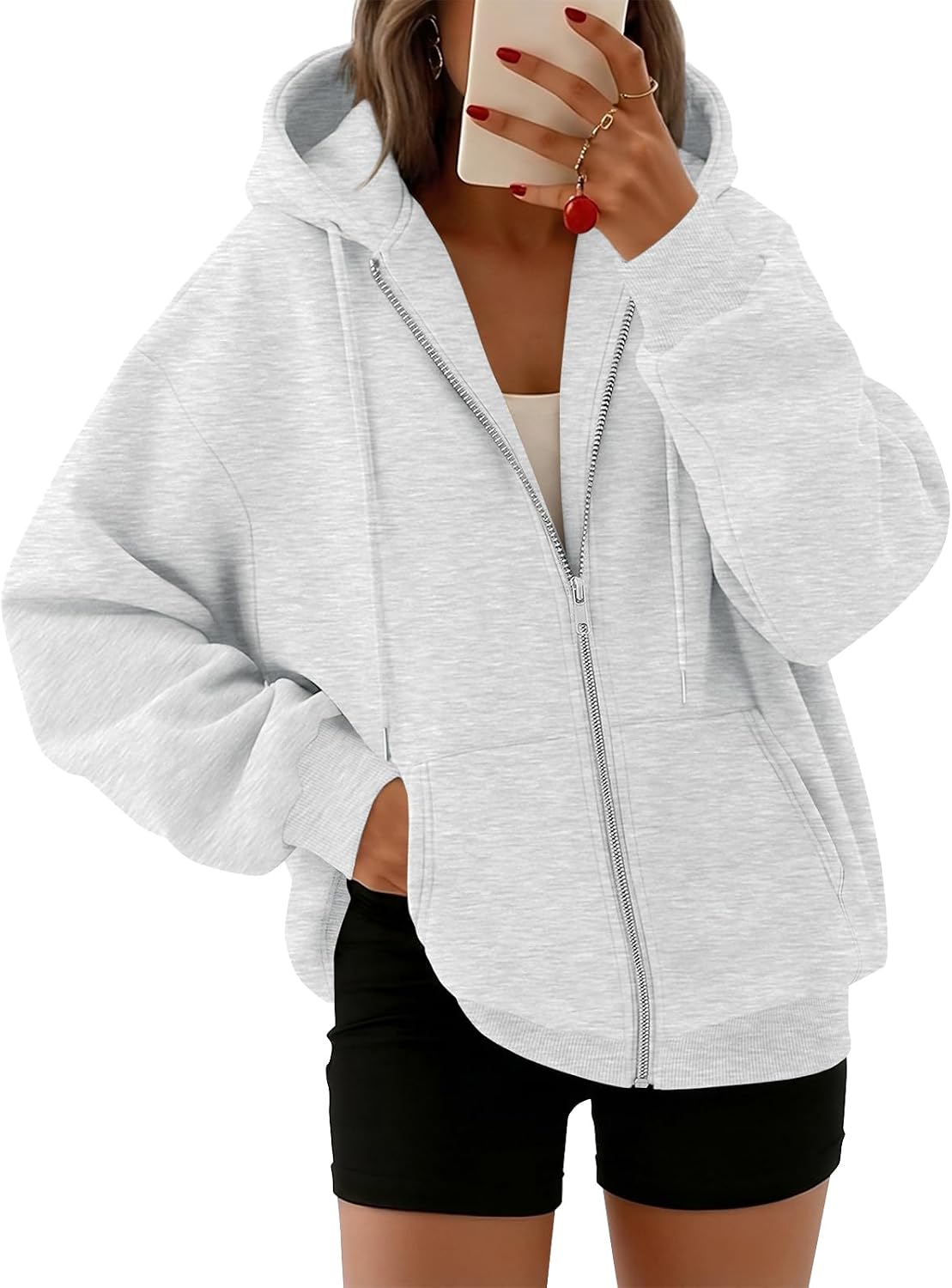 Womens Zip Up Hoodies Oversized Sweatshirt