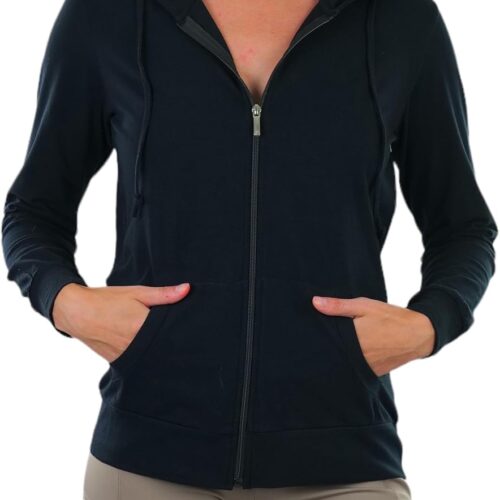 Women's Cotton Lightweight Long Sleeve Hoodie Pullover or Full Zip Jacket with Kangaroo Pocket