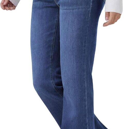 Women's Trendy Stretchy Flare Jeans High Waisted Wide Leg Bootcut Jeans Pull On Casual Loose Denim Pants