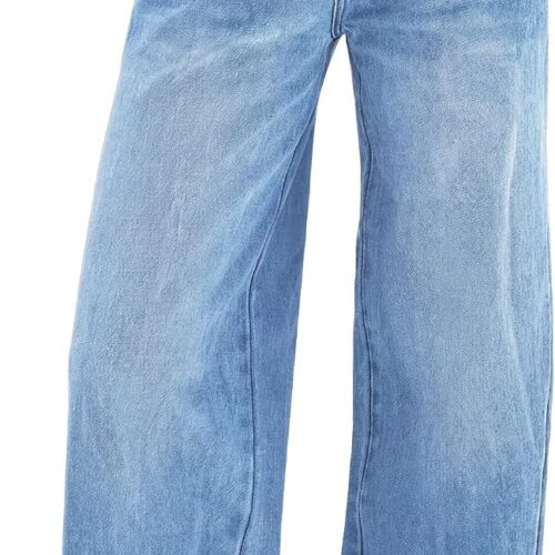 Women's Wide Leg Jeans Distress High Waist Stretchy Denim Pants Y2K Trousers Clothing